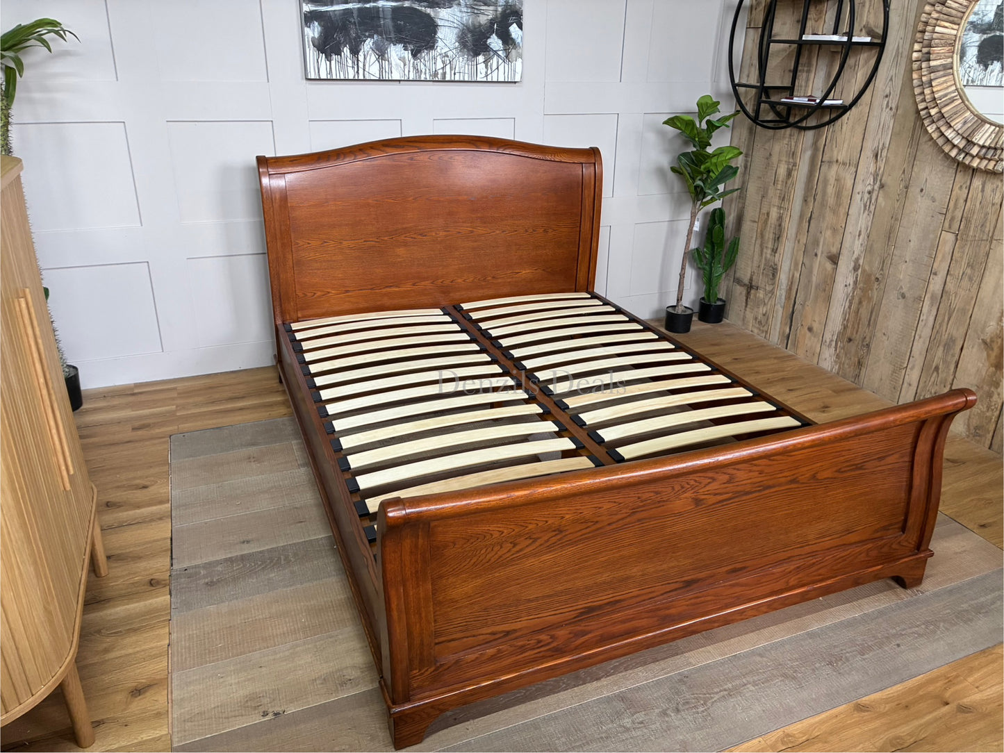 cotswold WINCHCOMBE OILED DARK OAK King Sleigh Bed