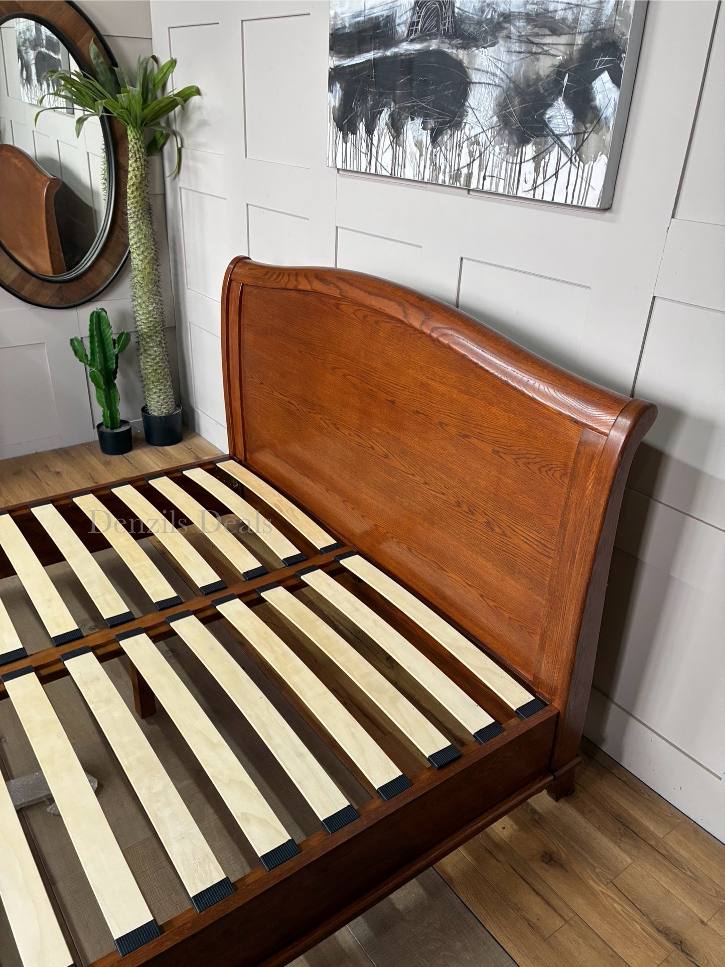 cotswold WINCHCOMBE OILED DARK OAK King Sleigh Bed
