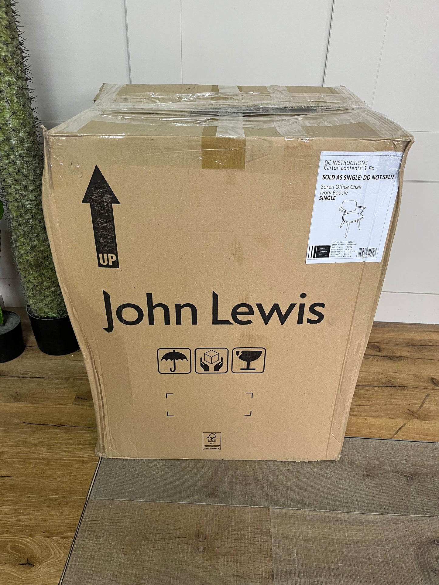John Lewis Soren Office Chair, Ivory/Natural R52
