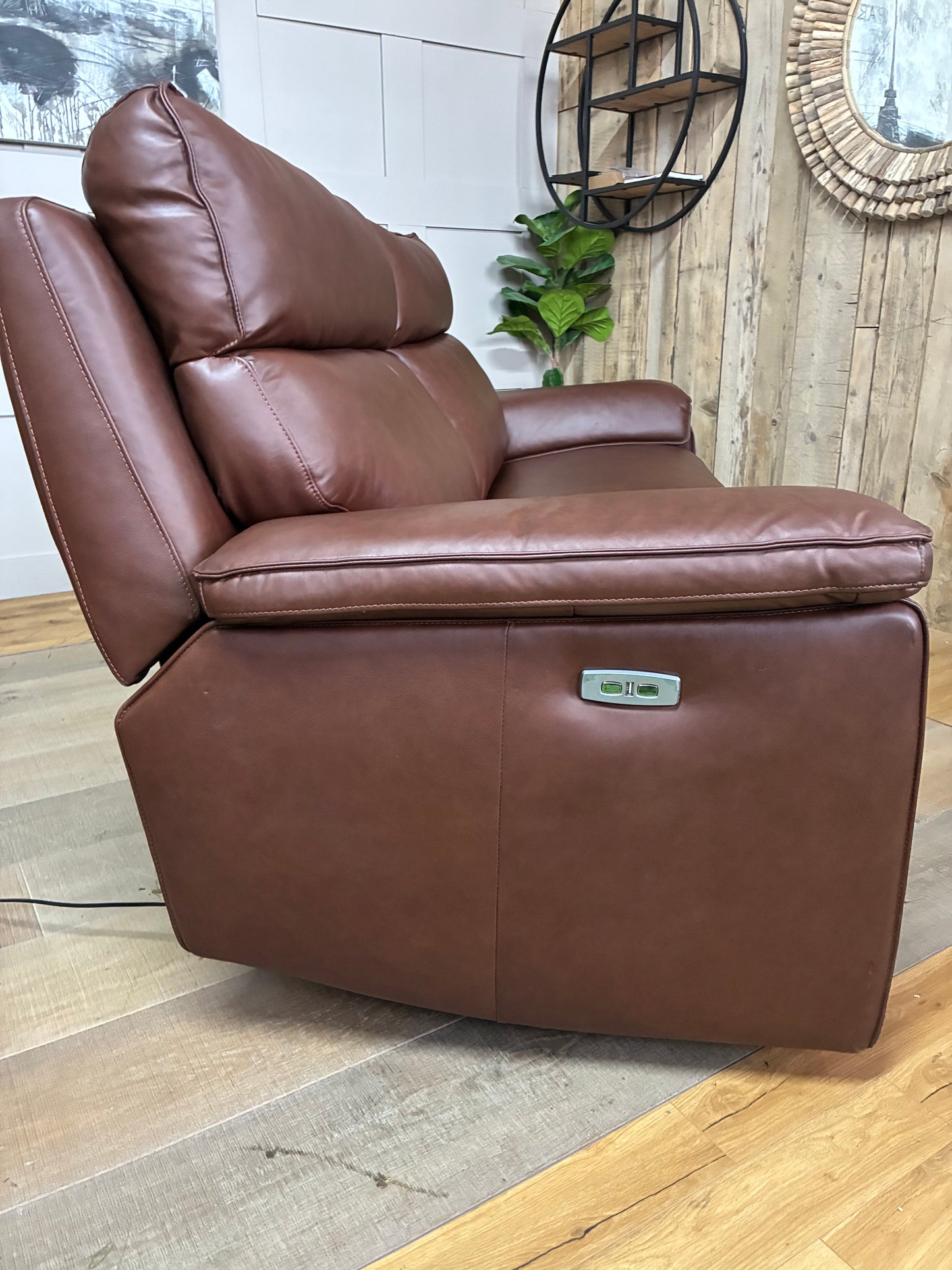 Selby 3 Seater Electric Recliner. Virgo Chestnut Leather