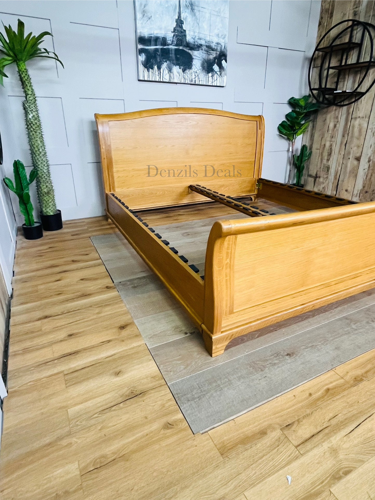 cotswold WINCHCOMBE OILED OAK 6ft Super King Sleigh Bed with slats R19