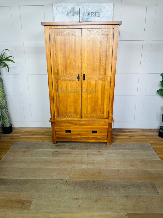 ORIGINAL RUSTIC Rustic Solid OakDouble Wardrobe Oak Furniture Land