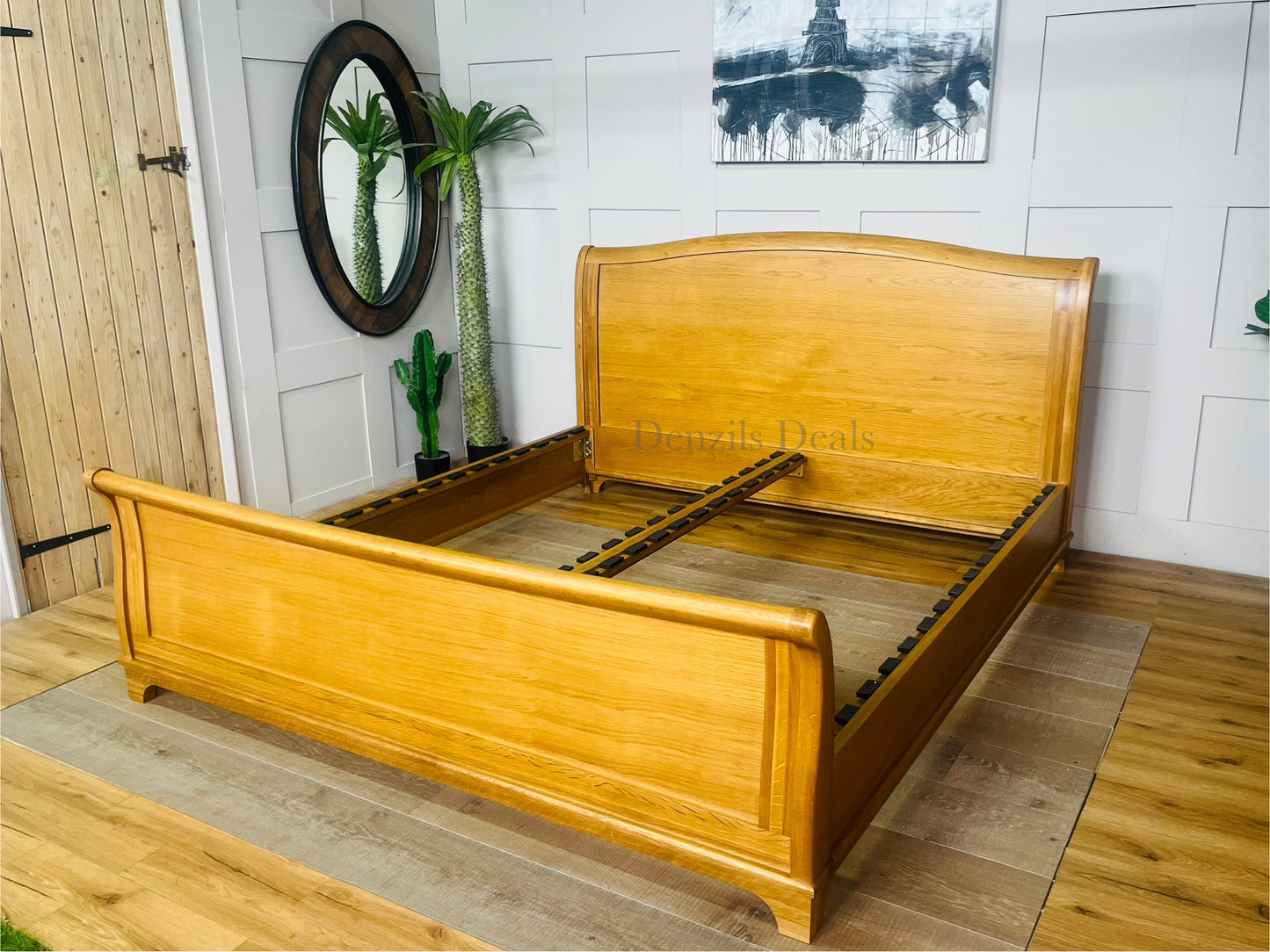 cotswold WINCHCOMBE OILED OAK 6ft Super King Sleigh Bed with slats R19