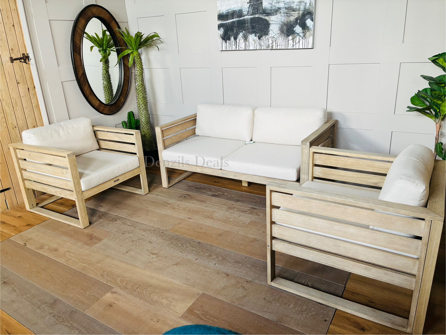 John Lewis St Ives 2-Seater Garden Lounging Sofa & 2 Armchairs, outdoor set