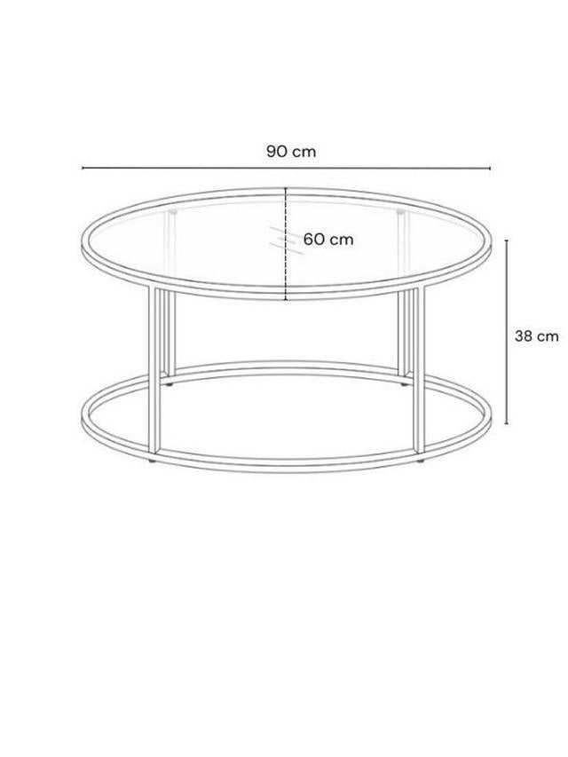 John Lewis Langham Oval Glass Coffee Table, Brass R18