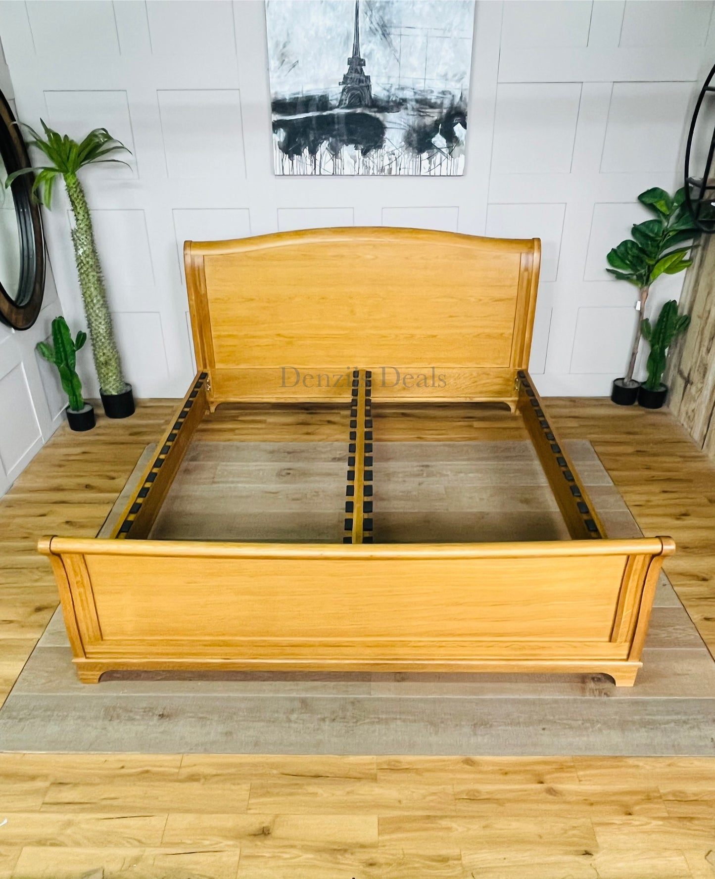 cotswold WINCHCOMBE OILED OAK 6ft Super King Sleigh Bed with slats R19