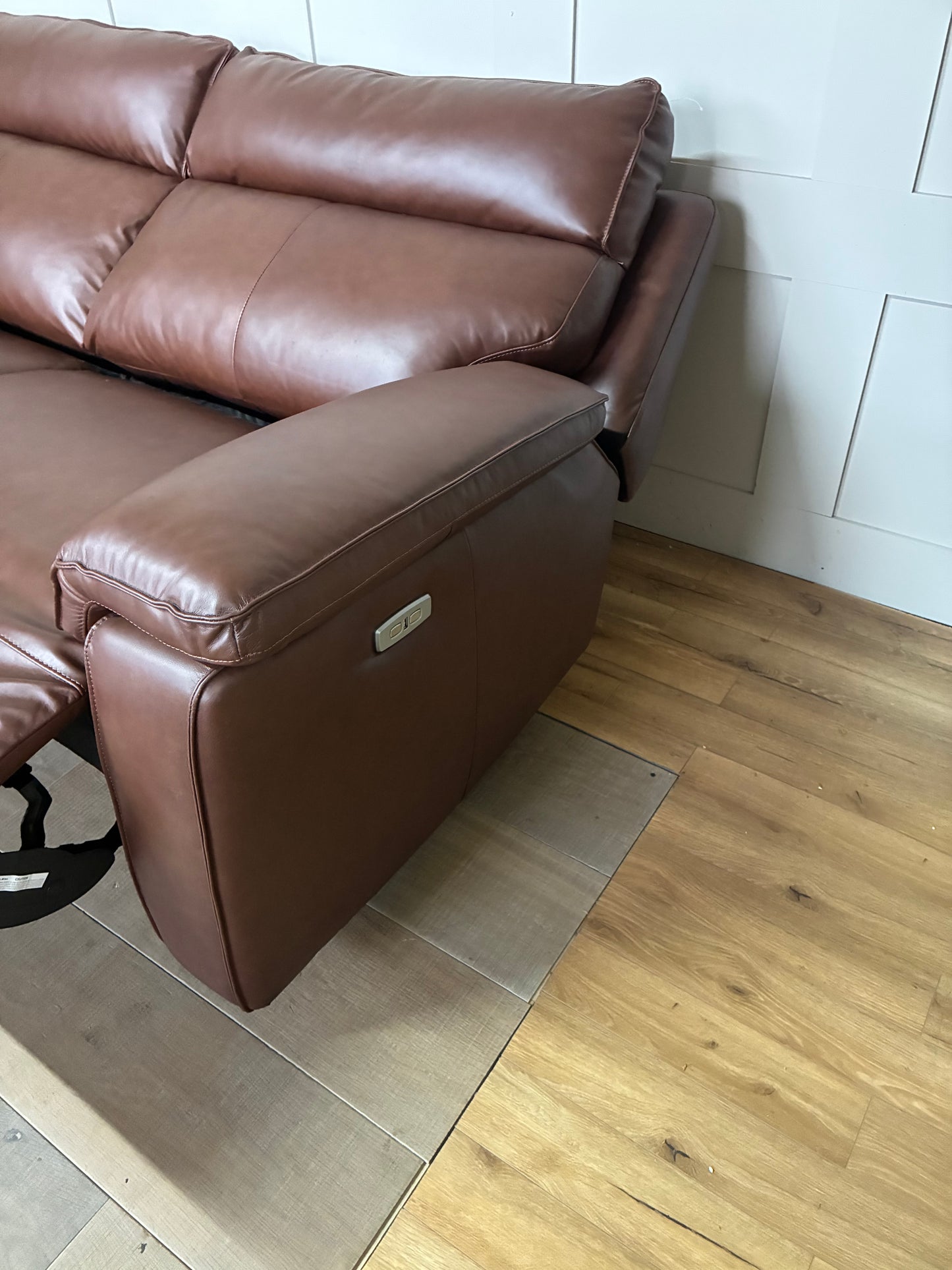 Selby 3 Seater Electric Recliner. Virgo Chestnut Leather