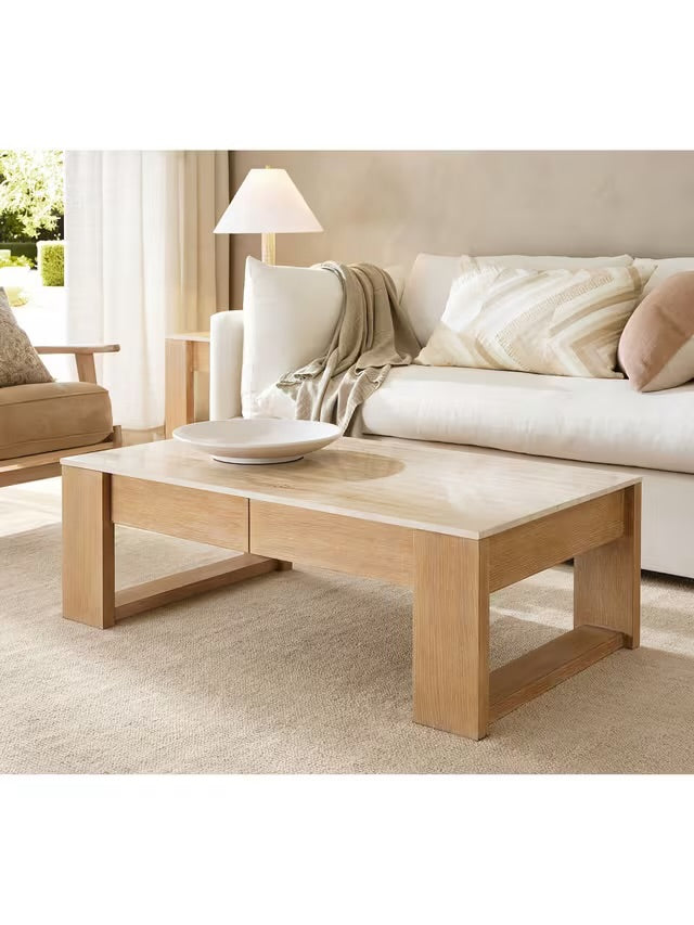 Pottery Barn Travertine Coffee Table, Fog Rrp £999 R2