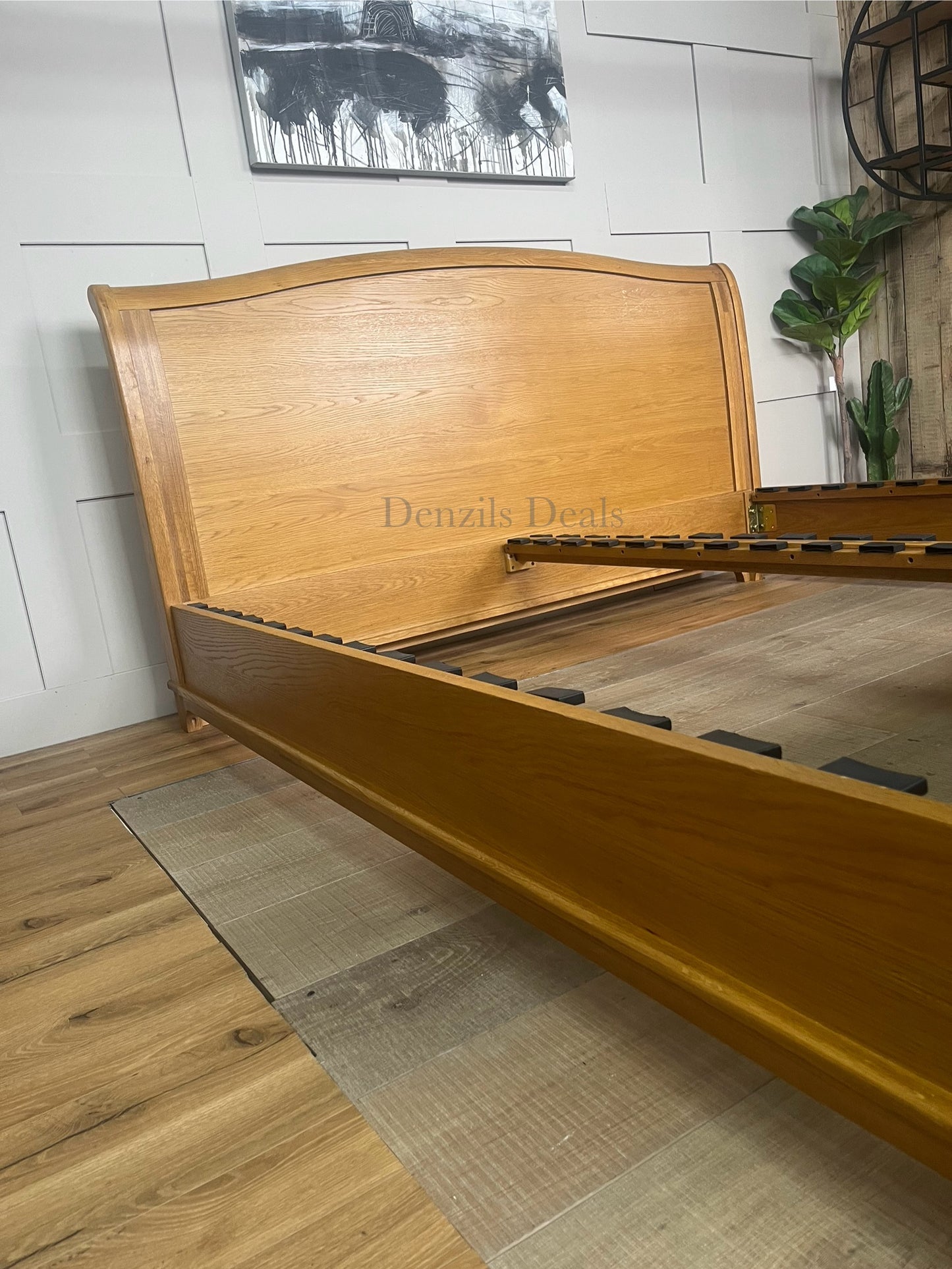 cotswold WINCHCOMBE OILED OAK 6ft Super King Sleigh Bed with slats R19