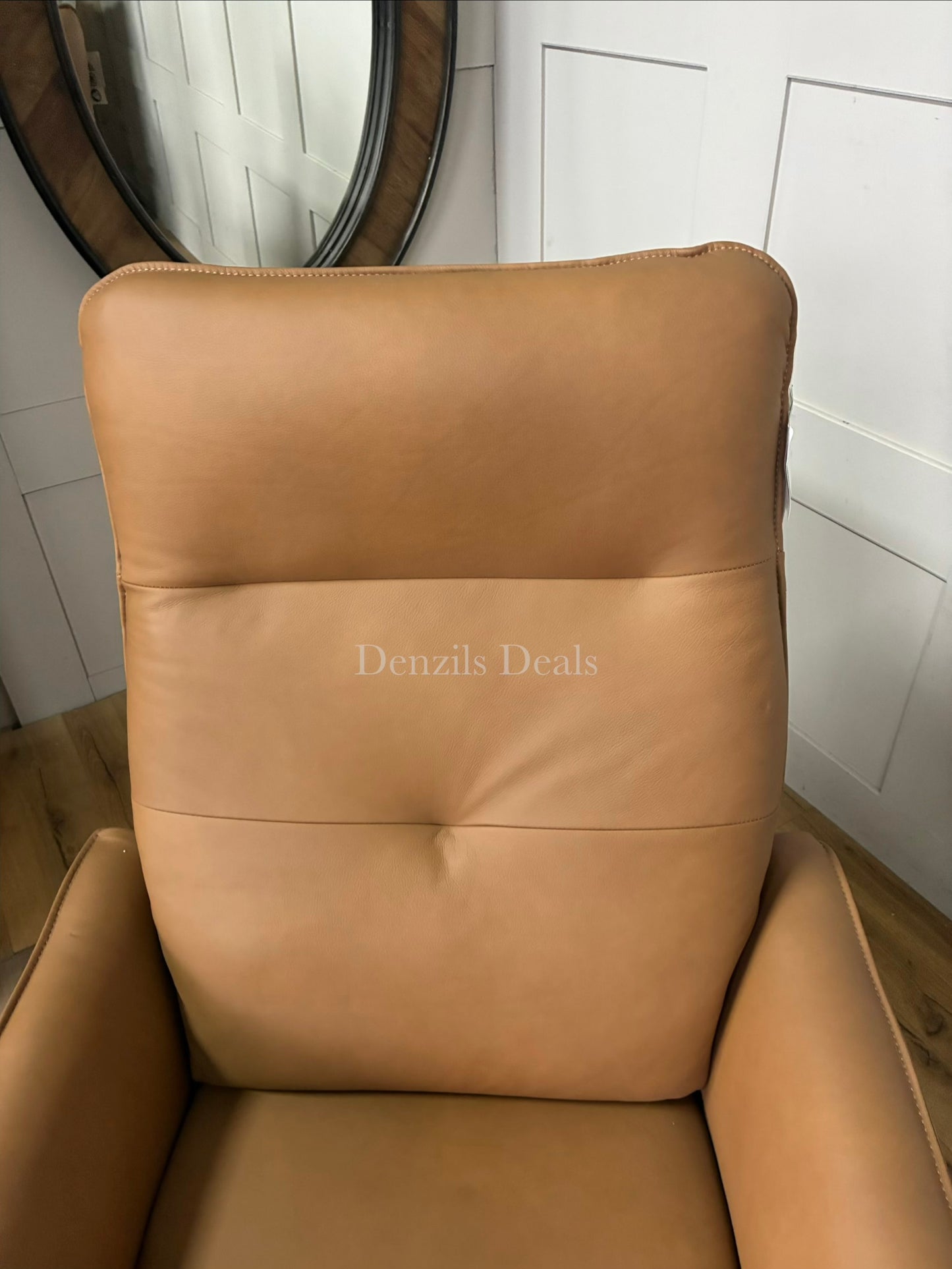 John Lewis Relaxed Recliner Armchair & Footstool, Tan Leather Rrp £949 R29