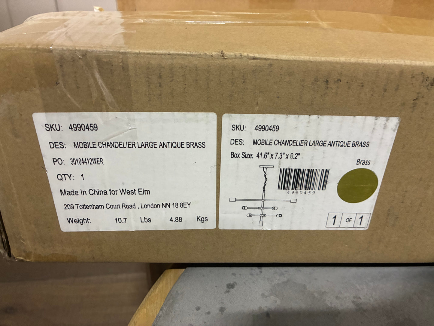 West Elm Mobile Chandelier (104cm - Antique Brass) mid century style Rrp£449 R20