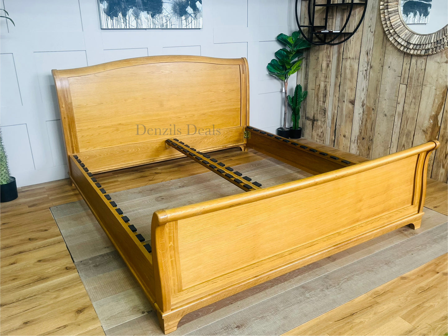 cotswold WINCHCOMBE OILED OAK 6ft Super King Sleigh Bed with slats R19