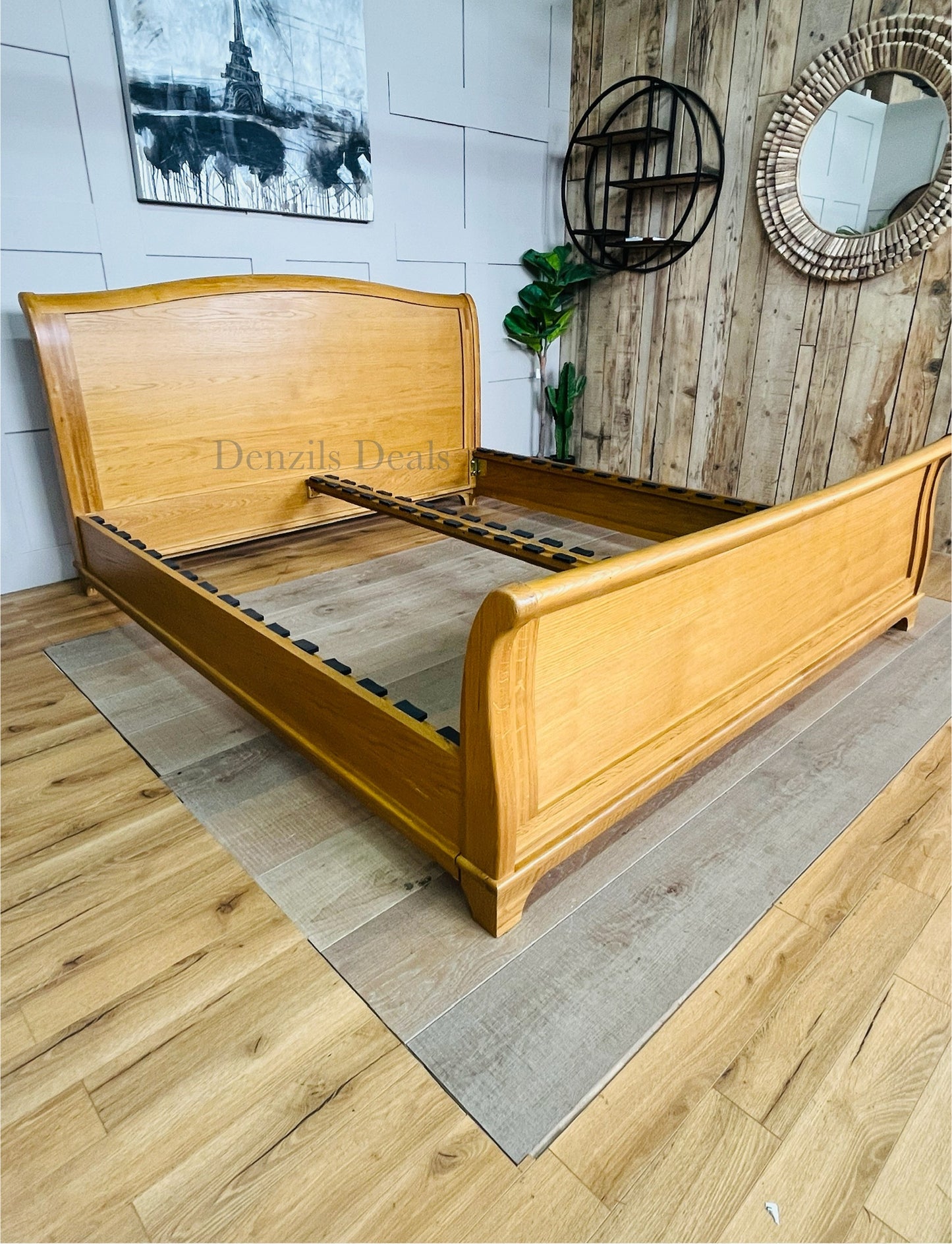 cotswold WINCHCOMBE OILED OAK 6ft Super King Sleigh Bed with slats R19