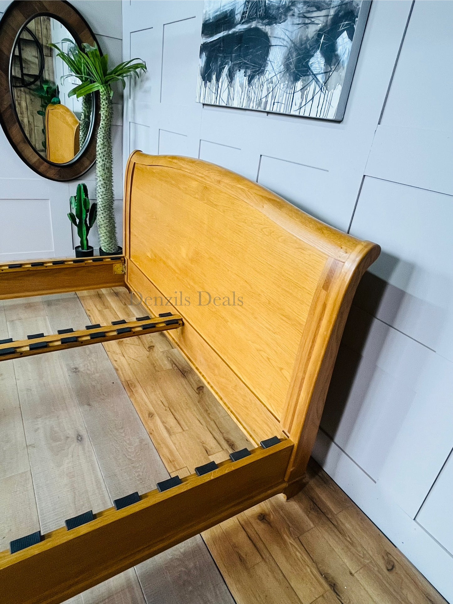 cotswold WINCHCOMBE OILED OAK 6ft Super King Sleigh Bed with slats R19