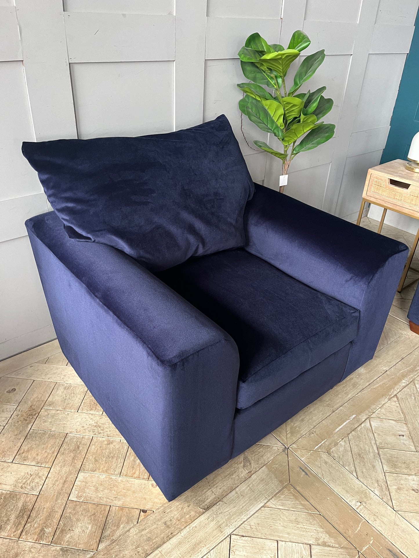 Clara Velvet Pillow Back 3 Seater Sofa and armchair