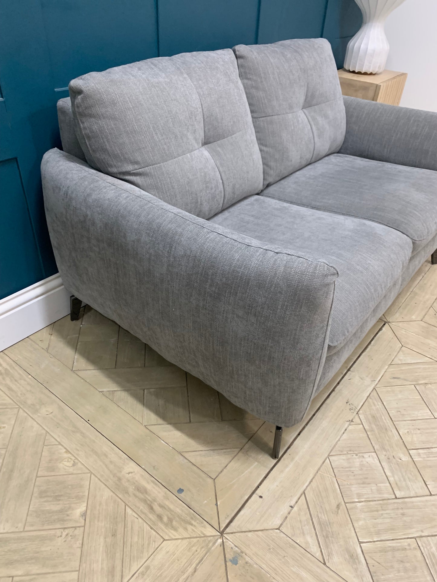 Sofology Mimi grey mix cross weave fabric 2 seater sofa Rrp #9110/7