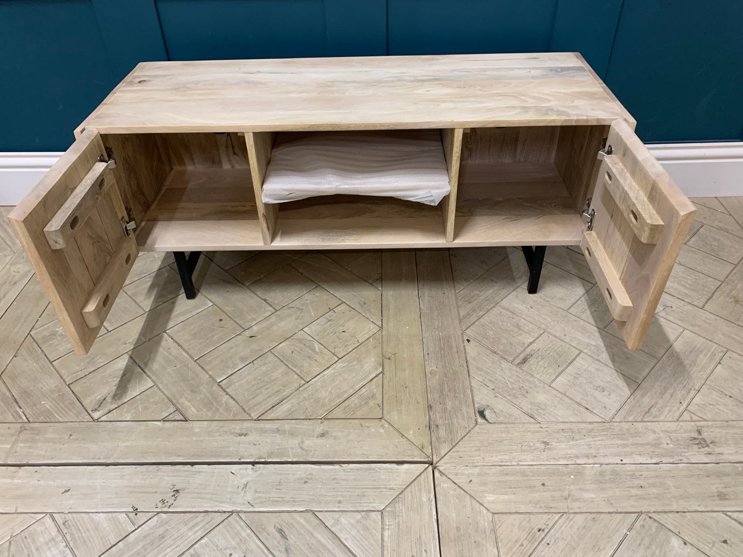 Made.com APHRA TV Stand / media unit Light Mango Wood and Black #9438/6