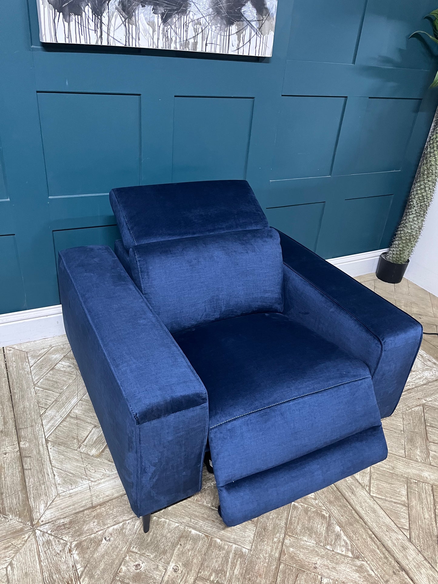 John Lewis Gradient Power Recliner Armchair, Navy Chenille R17