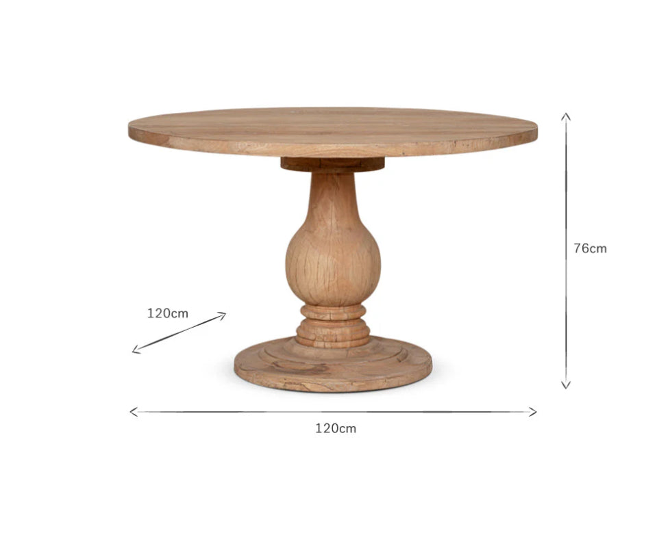nkuku laya round carved mango wood dining table