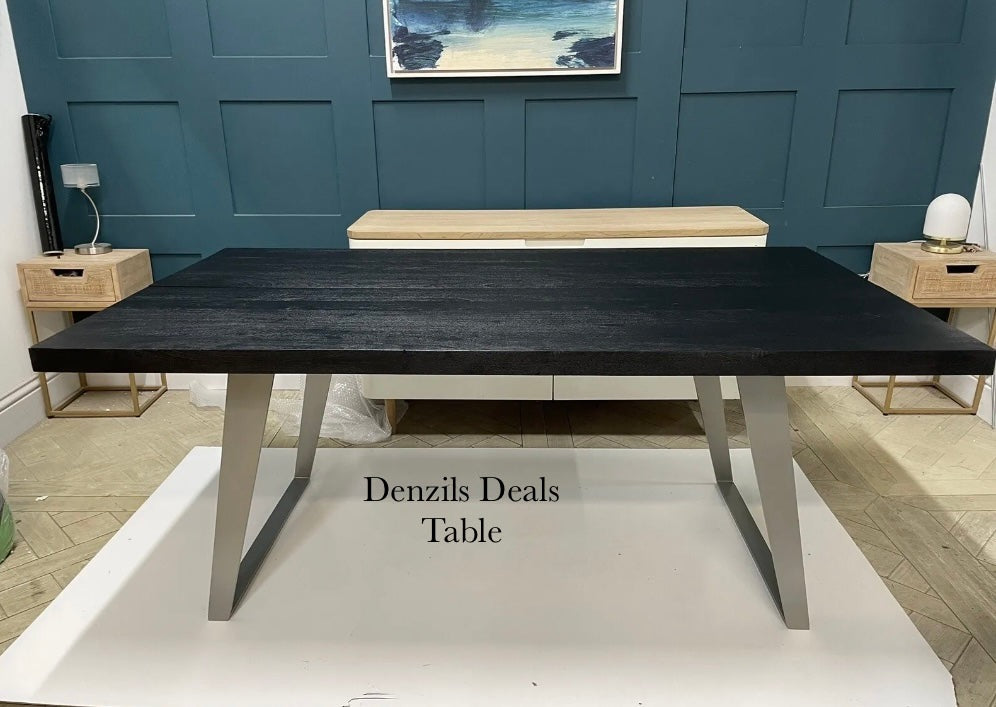 Newington Black Dining Table (180cm) & Bench, Small By Gallary Direct