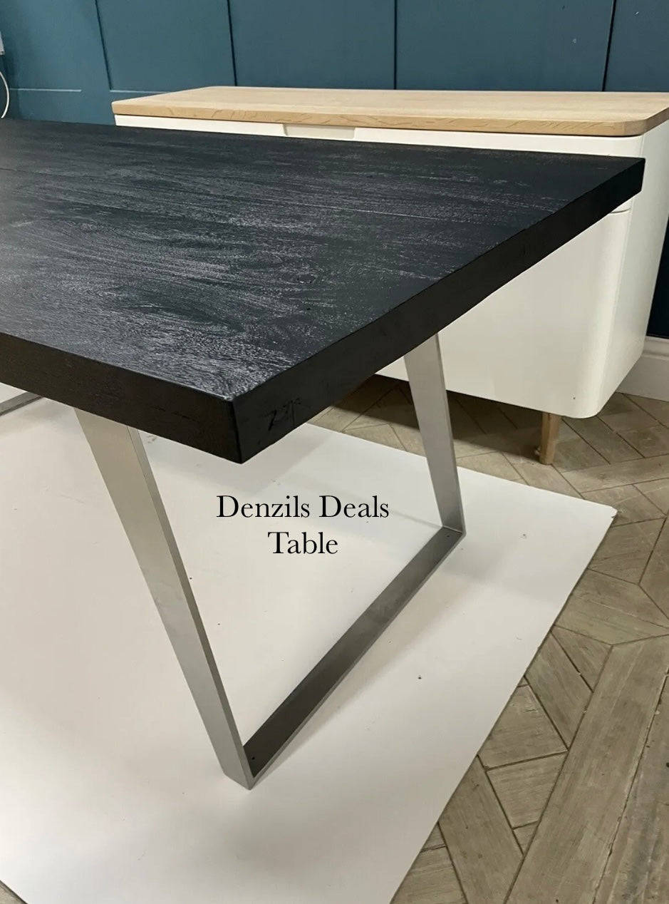 Newington Black Dining Table (180cm) & Bench, Small By Gallary Direct