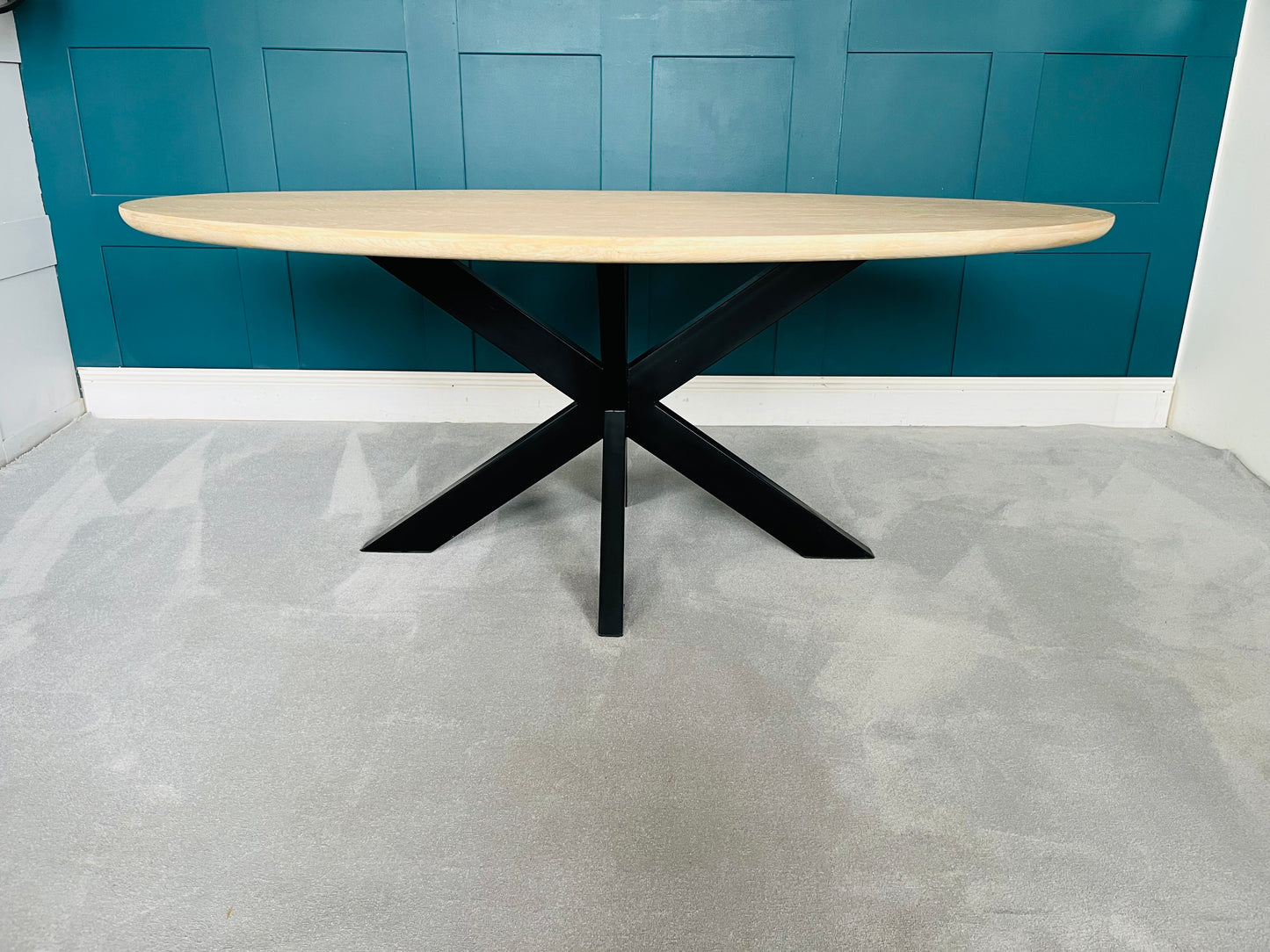 Celena Oval Dining Table Top And Black Legs Soho Home