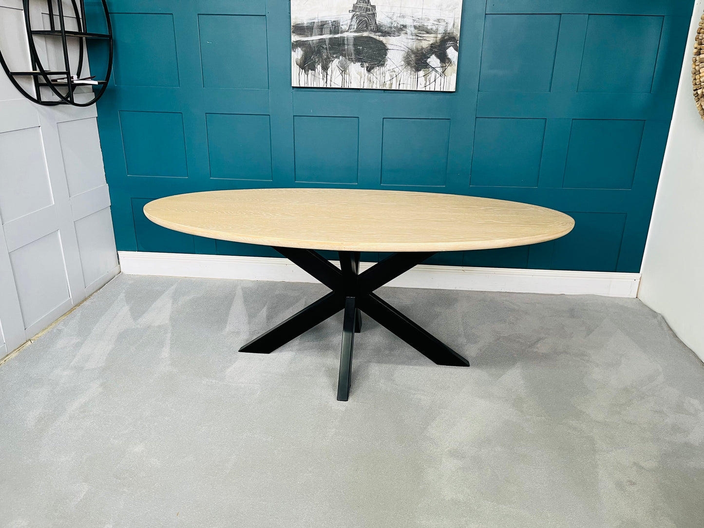 Celena Oval Dining Table Top And Black Legs Soho Home