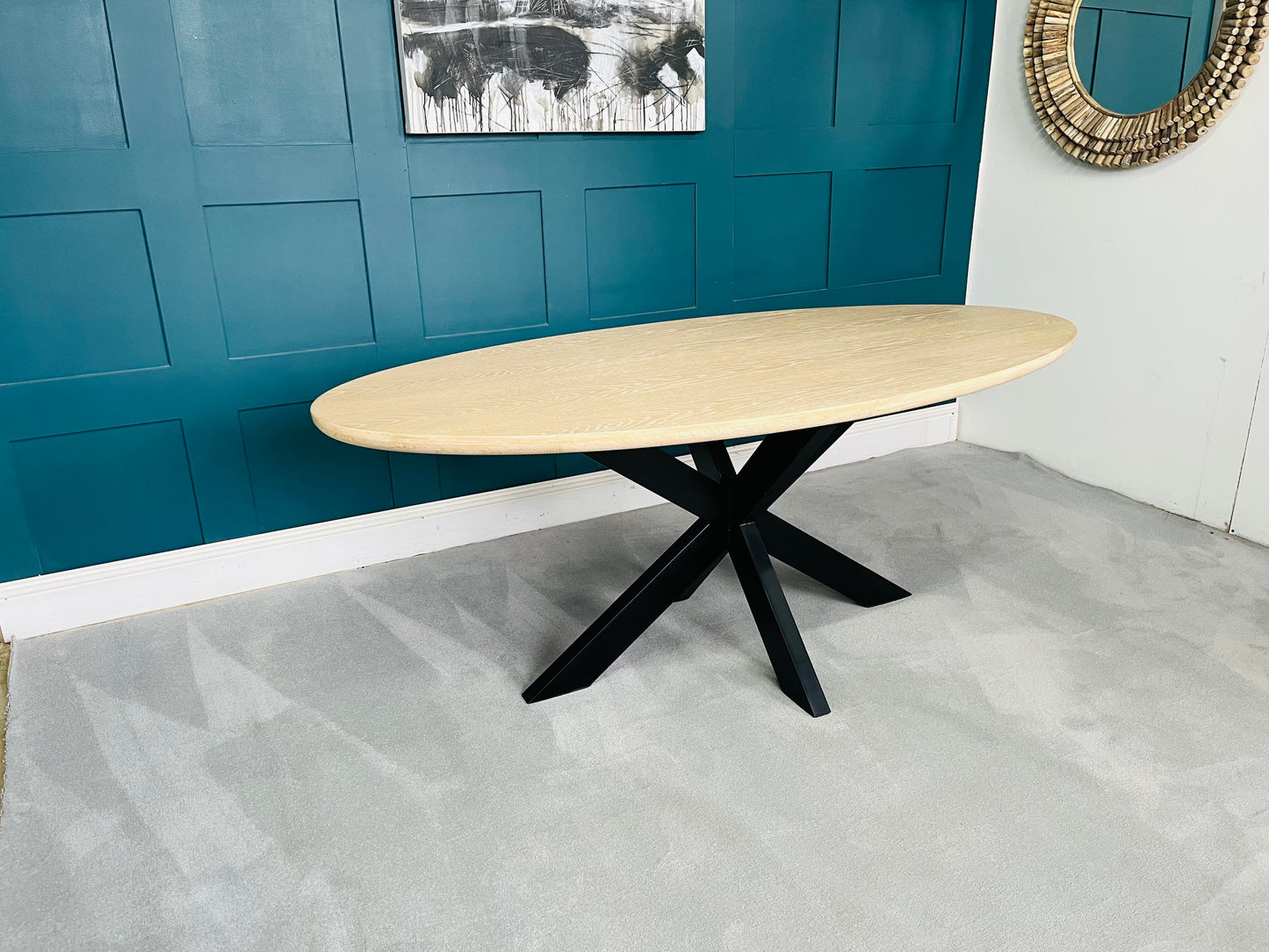 Celena Oval Dining Table Top And Black Legs Soho Home