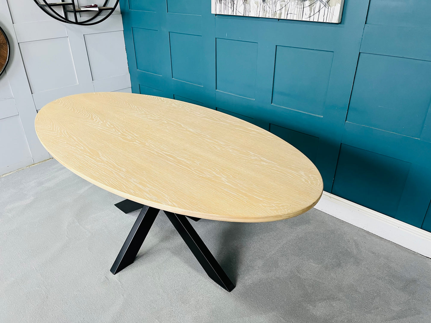 Celena Oval Dining Table Top And Black Legs Soho Home