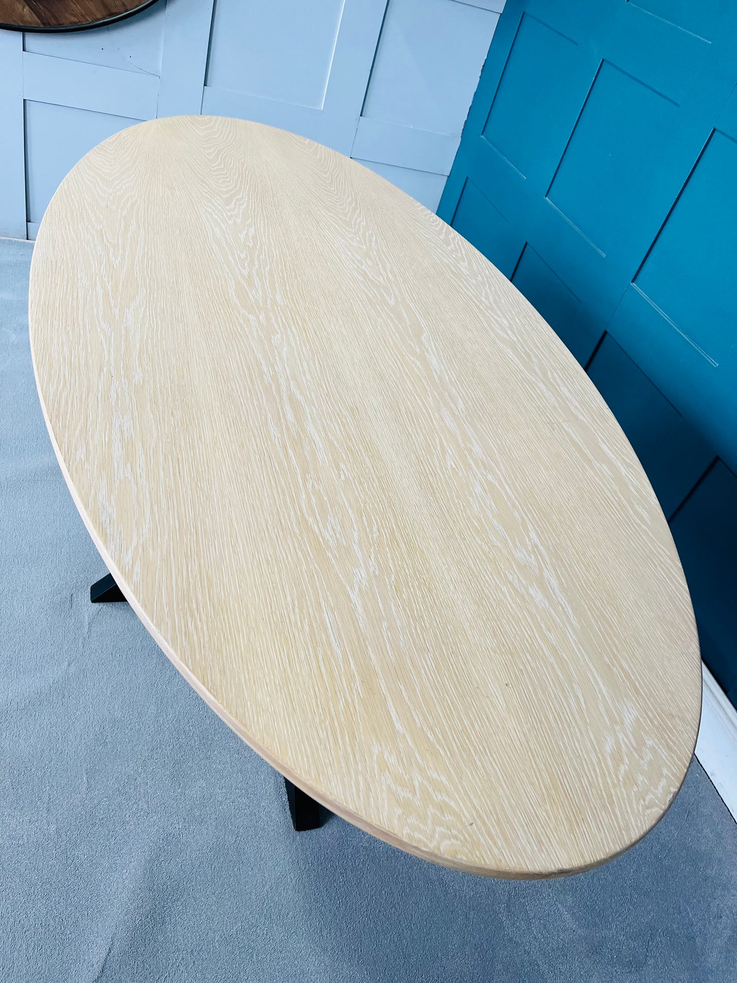 Celena Oval Dining Table Top And Black Legs Soho Home
