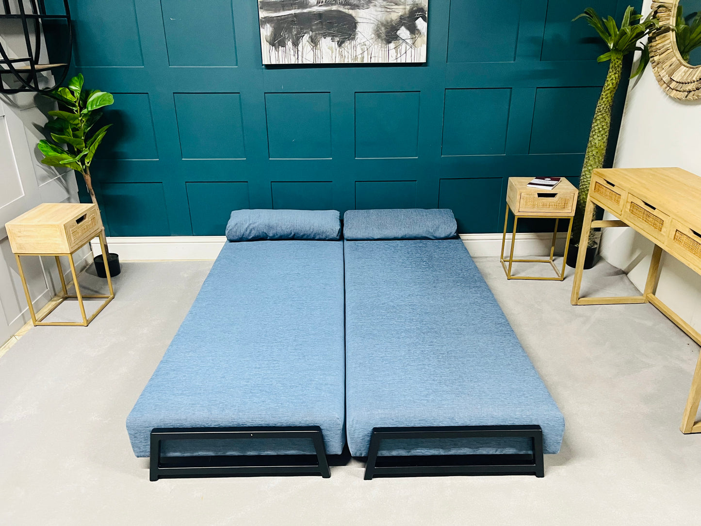 innovative Duplet Daybed With Powder Coated Black Metal Legs