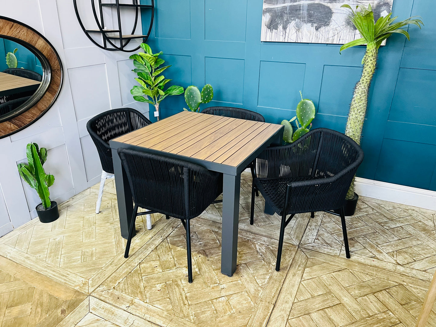 John Lewis Platform 4-Seater Wood-Effect Garden Dining Table Bogart Rope Chairs