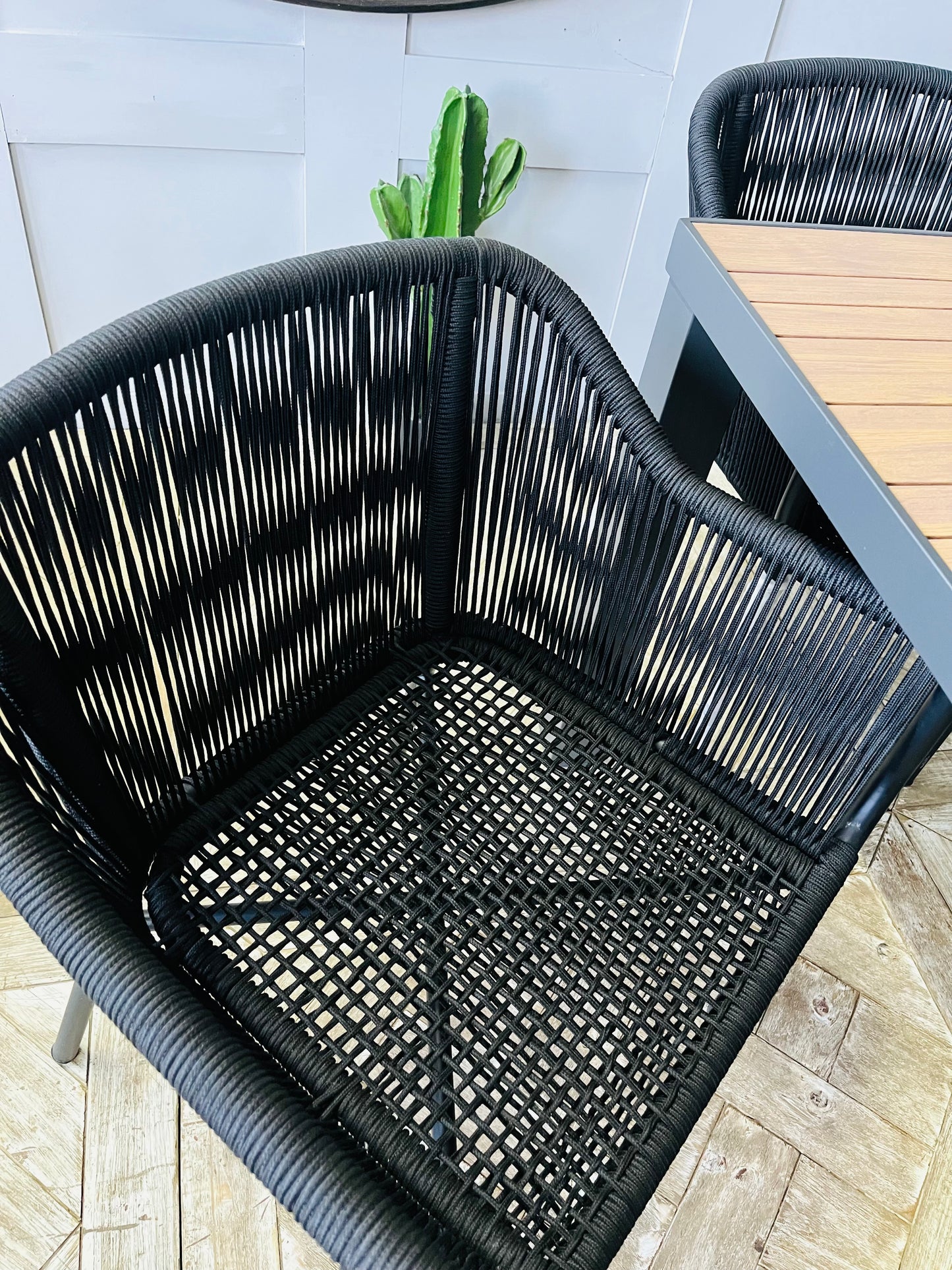 John Lewis Platform 4-Seater Wood-Effect Garden Dining Table Bogart Rope Chairs