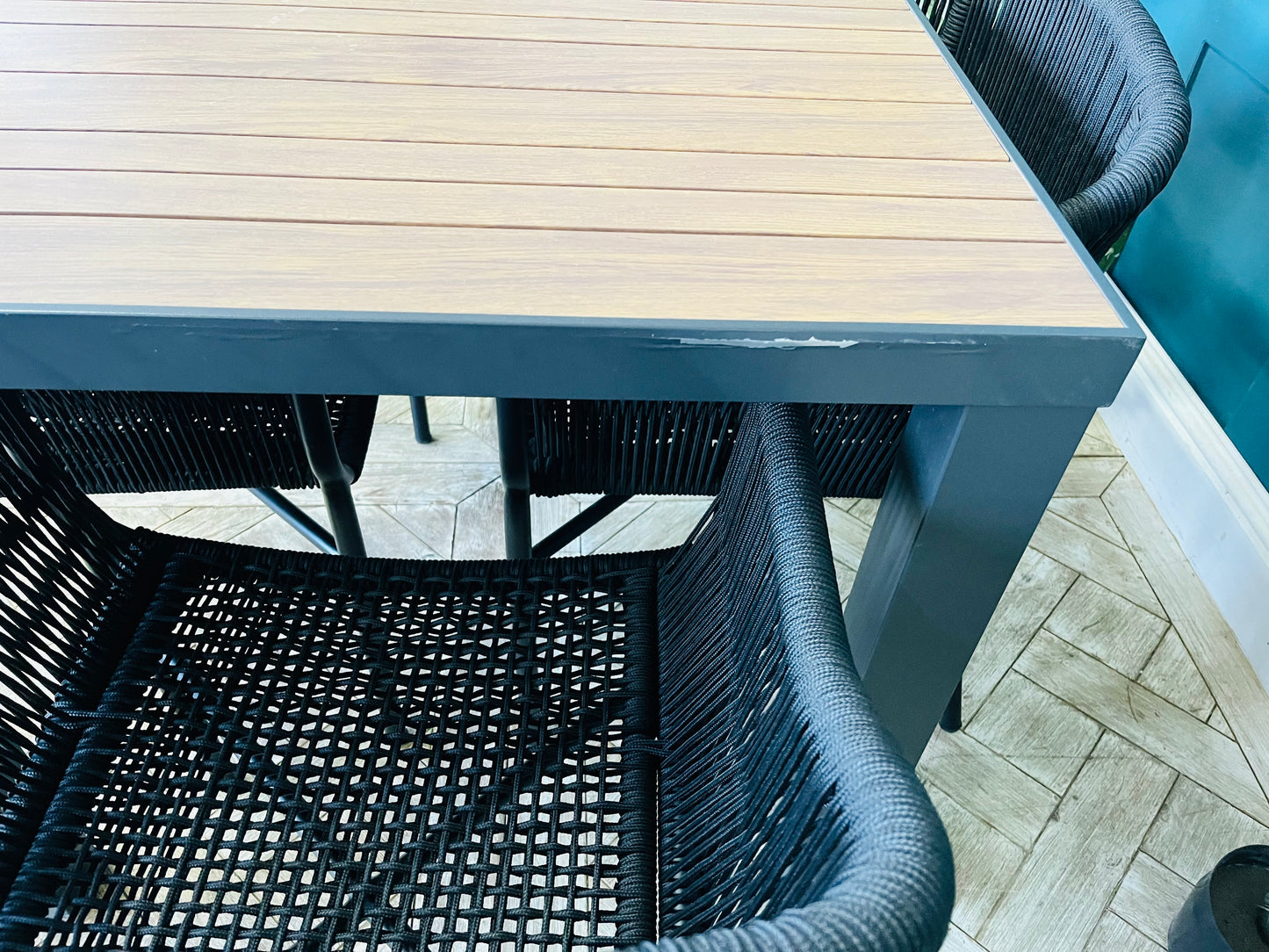 John Lewis Platform 4-Seater Wood-Effect Garden Dining Table Bogart Rope Chairs