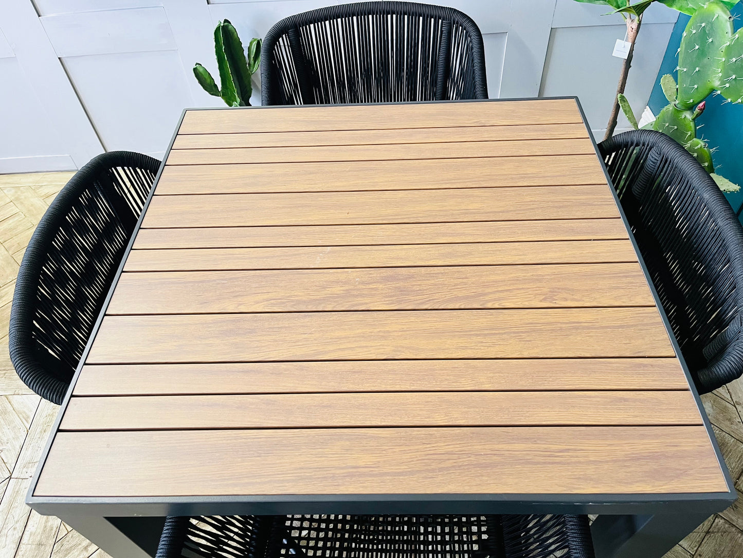 John Lewis Platform 4-Seater Wood-Effect Garden Dining Table Bogart Rope Chairs