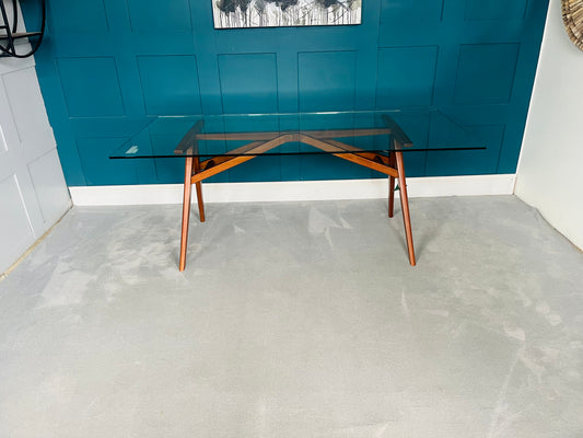 West Elm Jensen Glass Dining Table solid wood