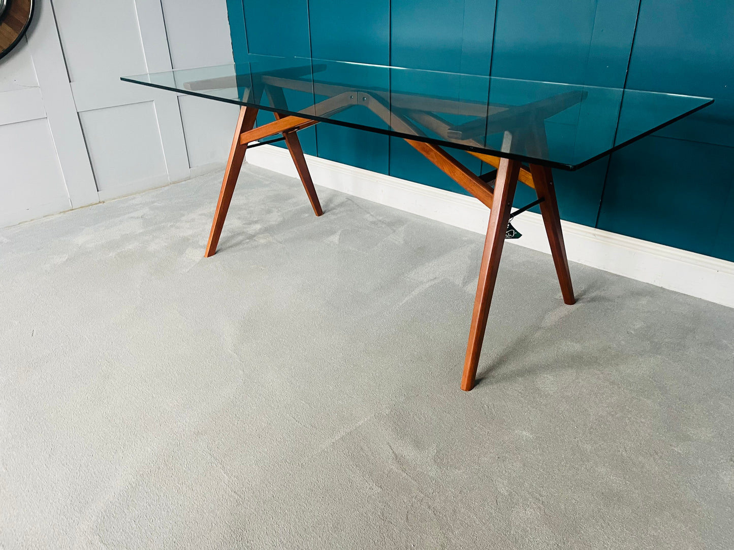 West Elm Jensen Glass Dining Table solid wood
