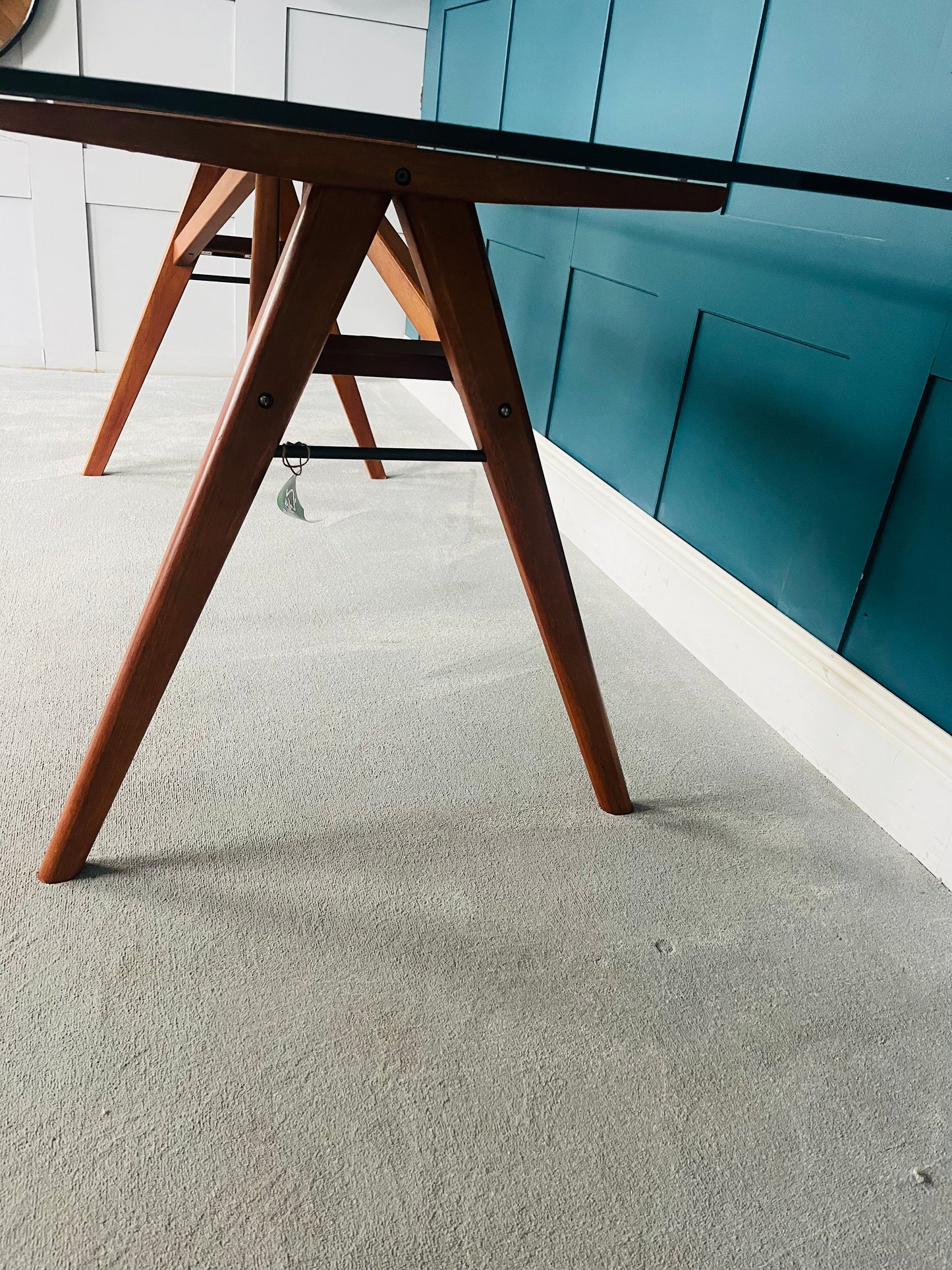 West Elm Jensen Glass Dining Table solid wood