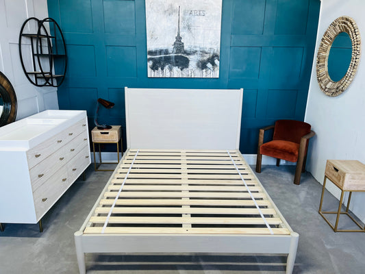 West Elm King Size Mid-Century Bed, Pebble