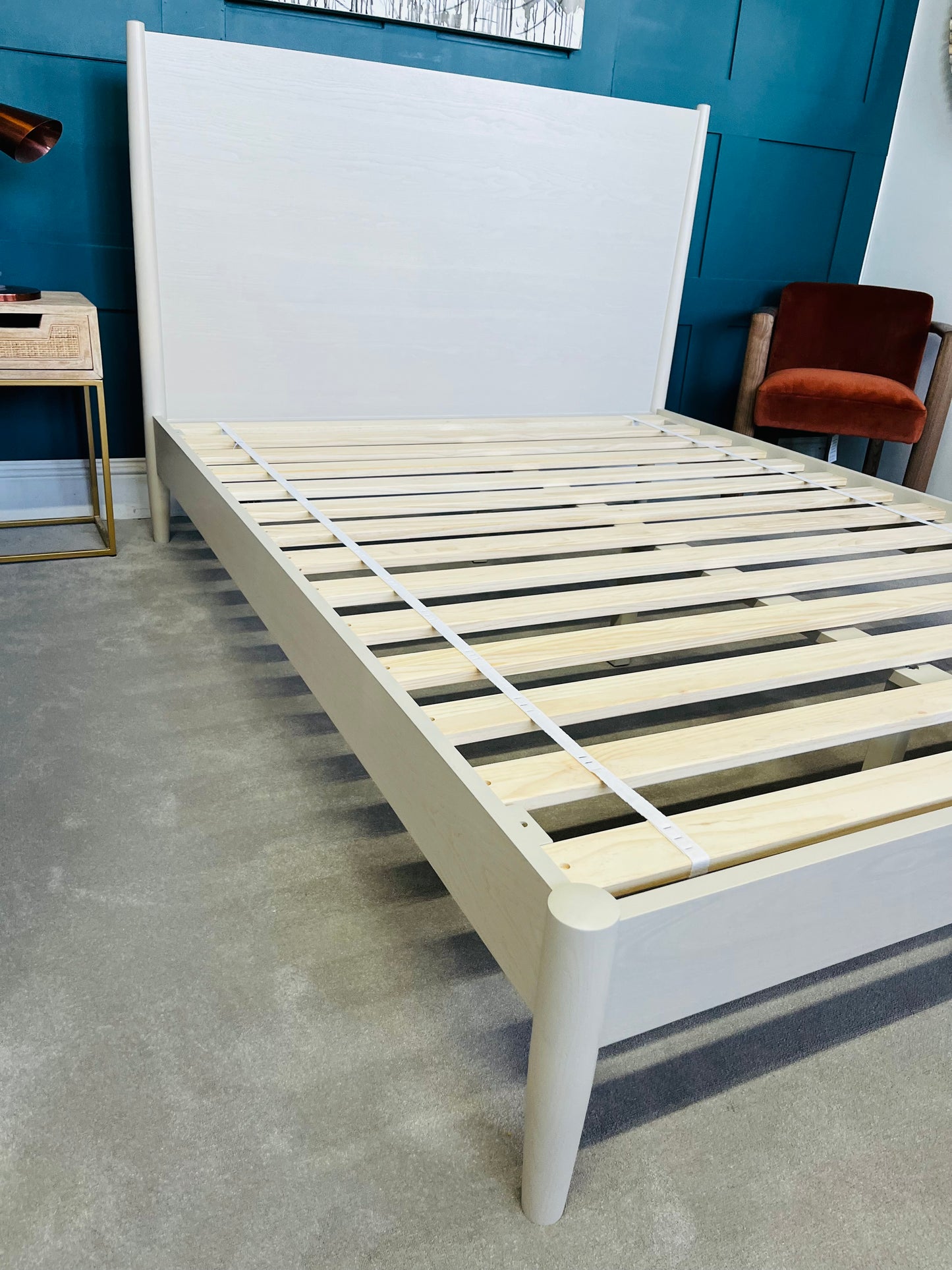West Elm King Size Mid-Century Bed, Pebble