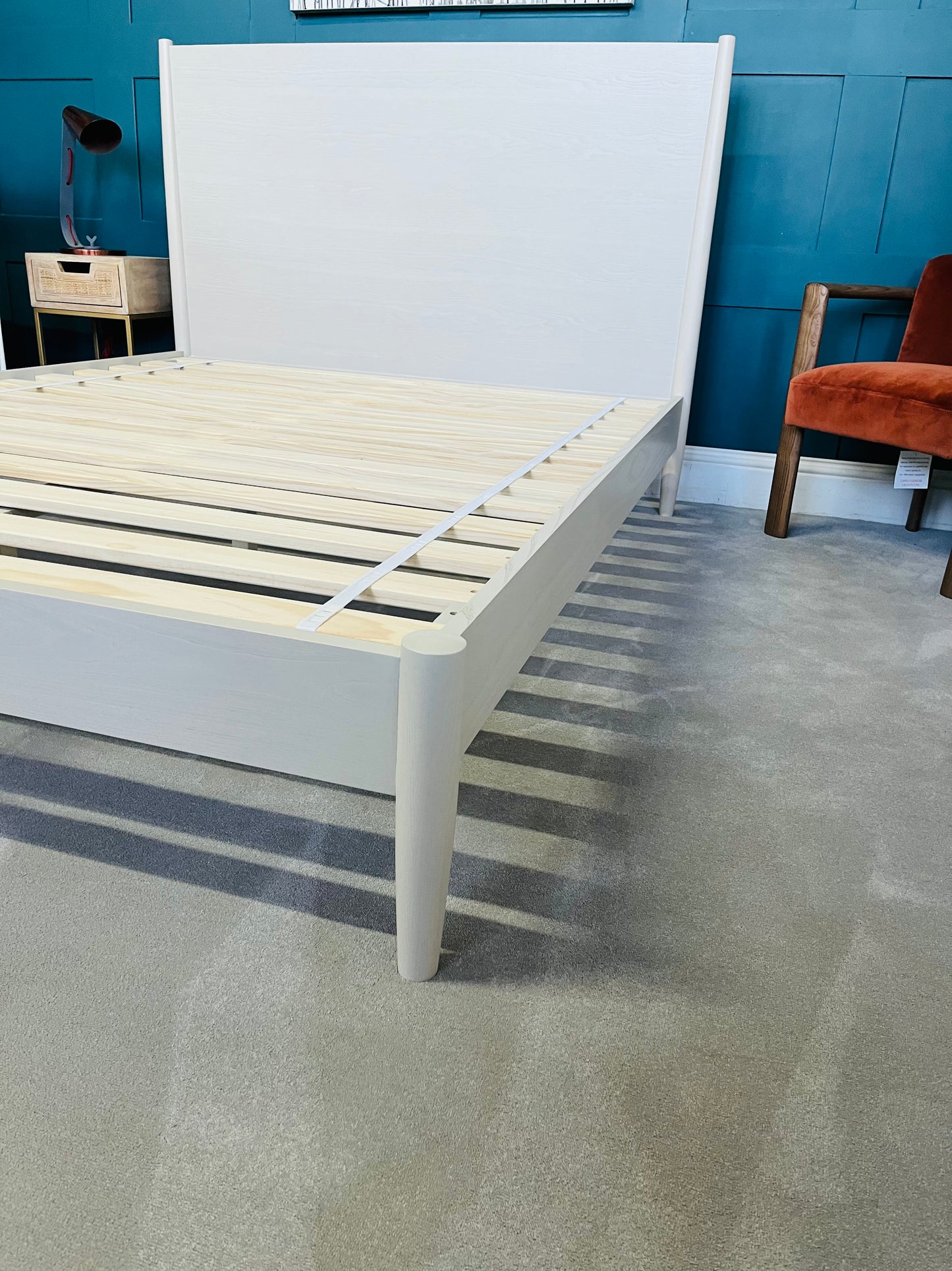 West Elm King Size Mid-Century Bed, Pebble