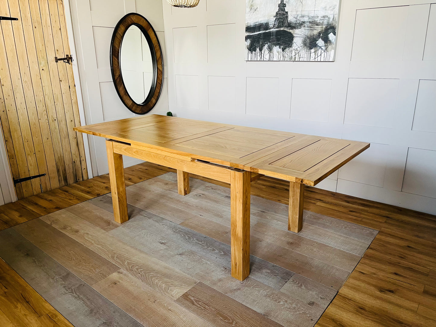 Dorset 4FT 7" X 3FT Natural Oak Extending Dining Table Oak Furniture Land