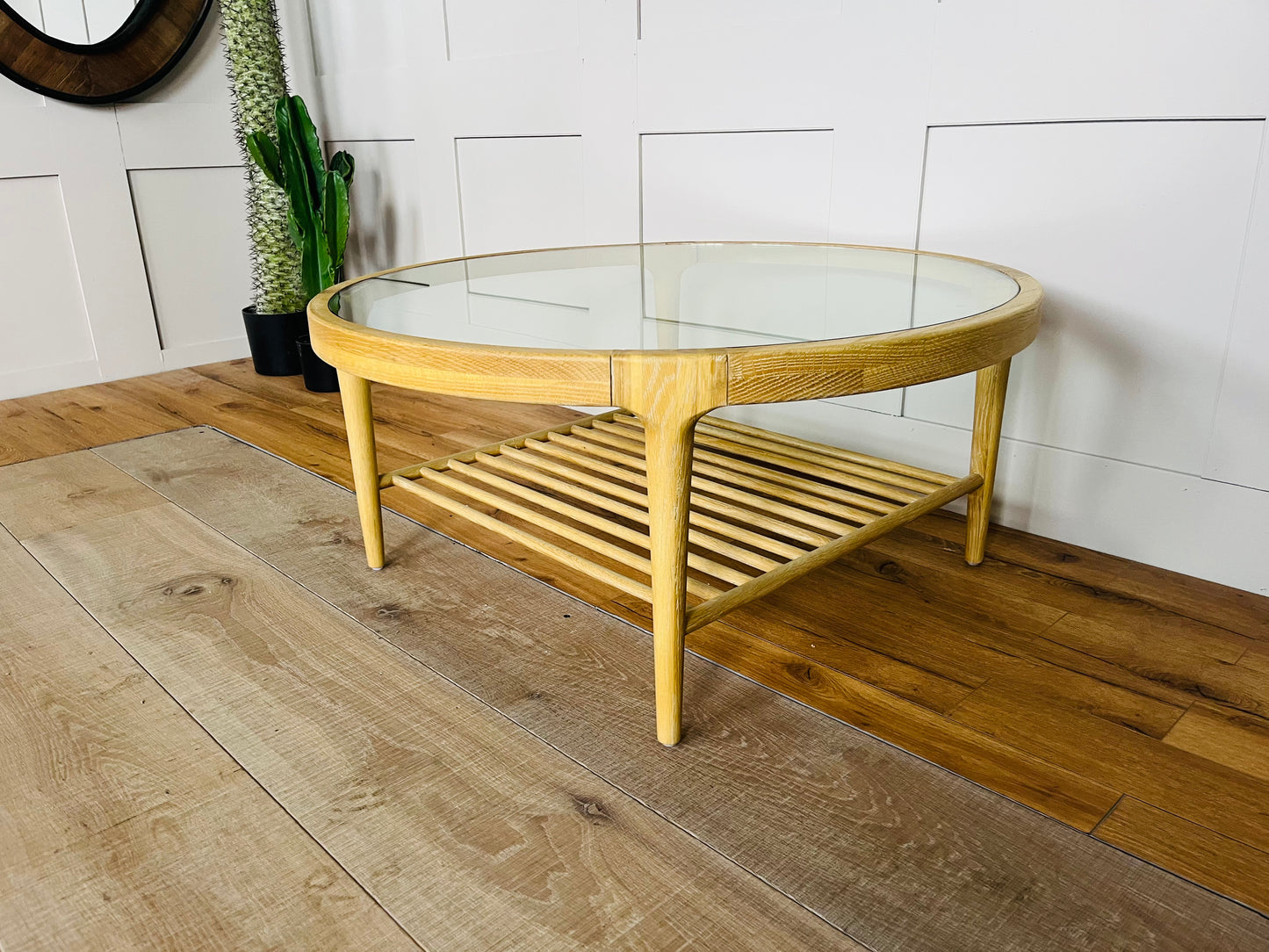 Marmo Coffee Table in Whitewashed Oak With 15mm Thick Glass Top