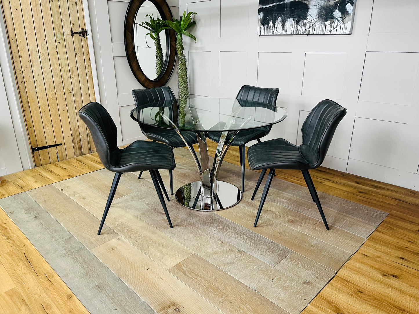 John Lewis Moritz 4 Seater Glass Top Dining Table And 4 Vegan Leather Chairs