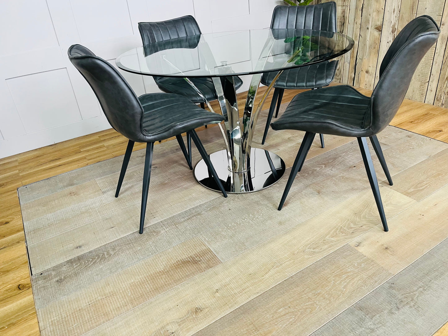 John Lewis Moritz 4 Seater Glass Top Dining Table And 4 Vegan Leather Chairs