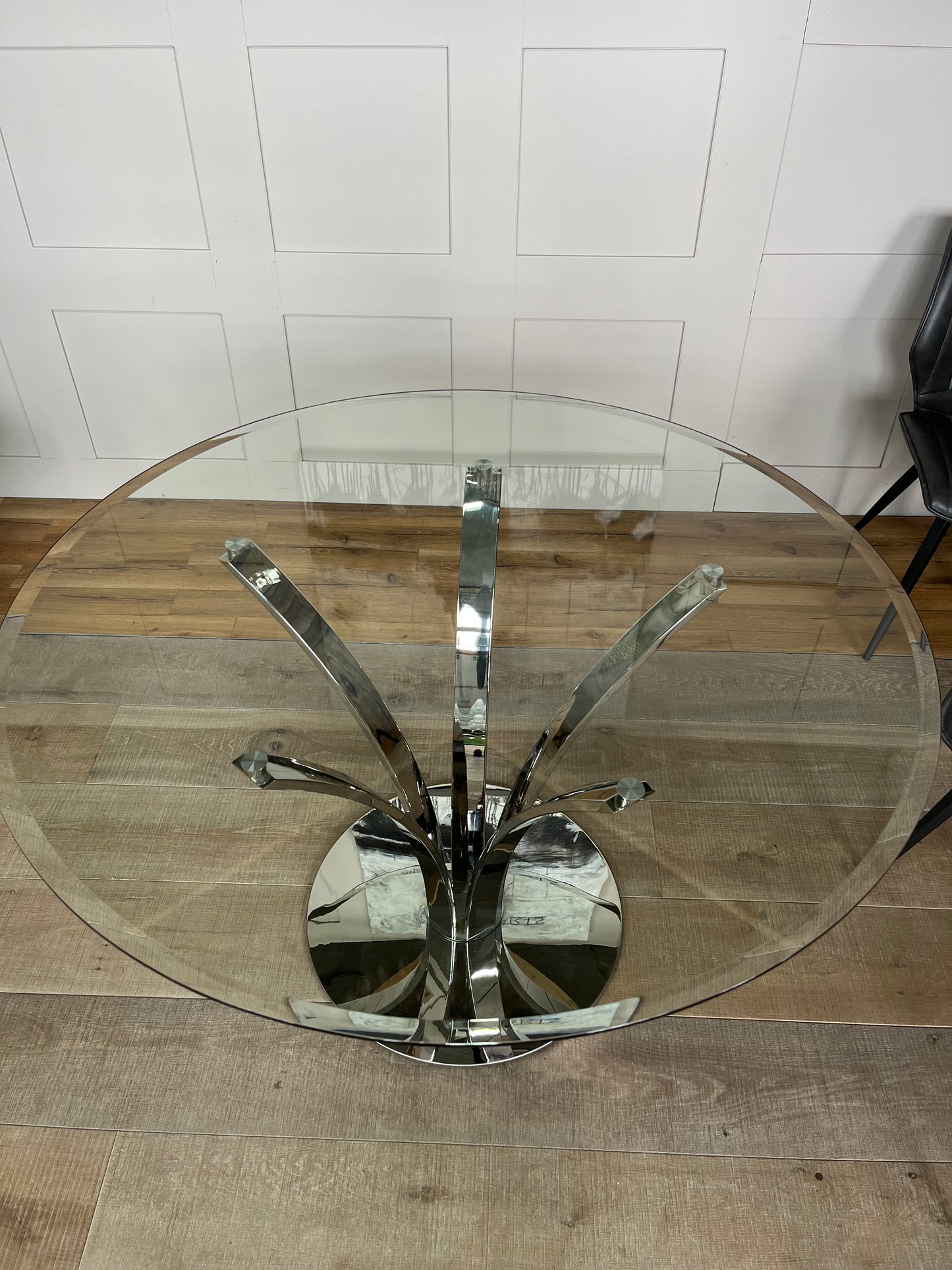 John Lewis Moritz 4 Seater Glass Top Dining Table And 4 Vegan Leather Chairs