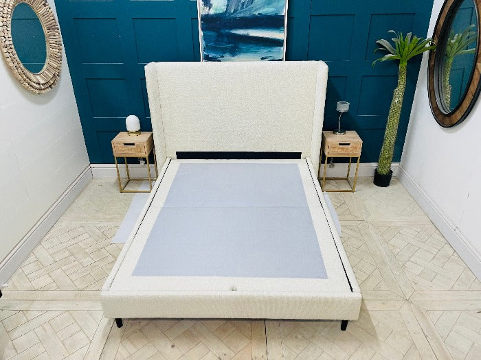 Doddington Upholstered Bed Frame, King Size, Corto Ivory Bouclé fabric.