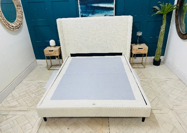 Doddington Upholstered Bed Frame, King Size, Corto Ivory Bouclé fabric.