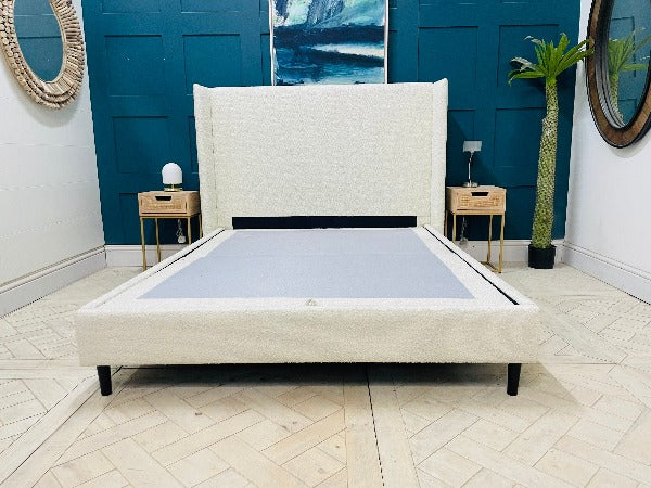 Doddington Upholstered Bed Frame, King Size, Corto Ivory Bouclé fabric.