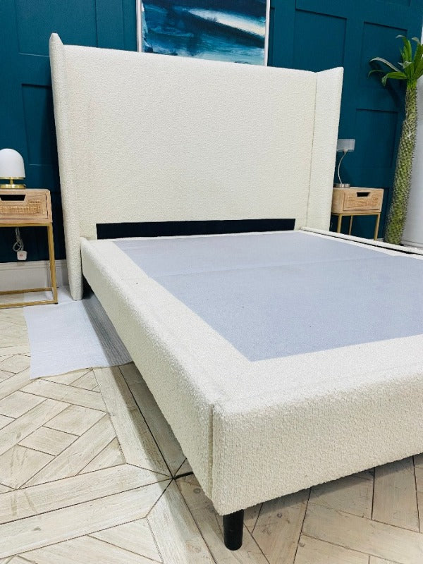 Doddington Upholstered Bed Frame, King Size, Corto Ivory Bouclé fabric.